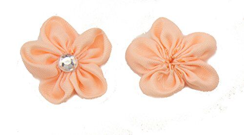 Pack of 20 peach pink flower trims for crafts and clothing.