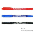 Pack of 5 blue double-sided permanent markers with thin and extra thin points.