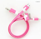 3-in-1 Noodle Charging Cable for APPLE, SAMSUNG, HTC, HUAWEI etc, Pack of 2