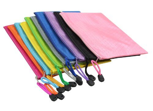 B5 zip file bags arranged in a stylish manner on a table