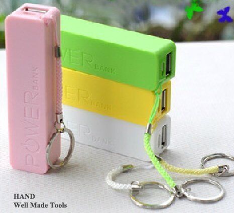 Close-up view of the USB power bank showing charging port.