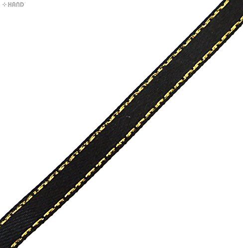 ® Elegant Black and Gold Craft DIY Party Ribbon Trim - Assorted Width and Styles (NO.FBG03 Satin 7mmx20m)