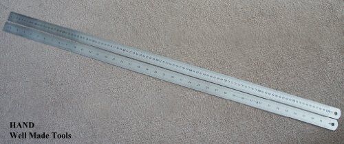 Close-up of the solid stainless steel ruler with clear measurements