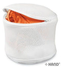 Close-up of the pink bra wash bag's mesh material