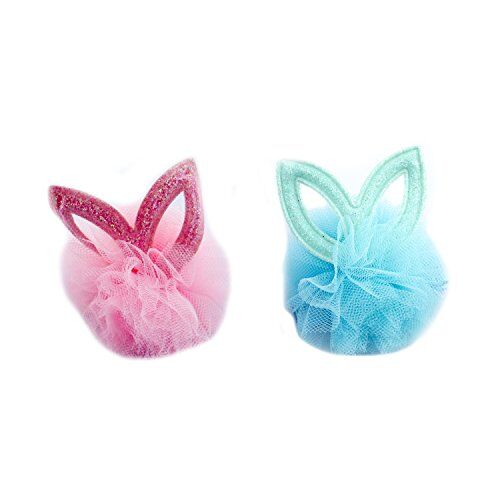 Pastel net ruffle hairclip barrette with glittery bunny ears.