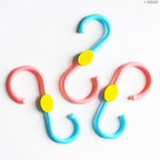 Pack of 6 plastic S-shaped swivel hooks displayed together