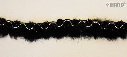 5 metres of black faux rabbit fur decorative trim displayed