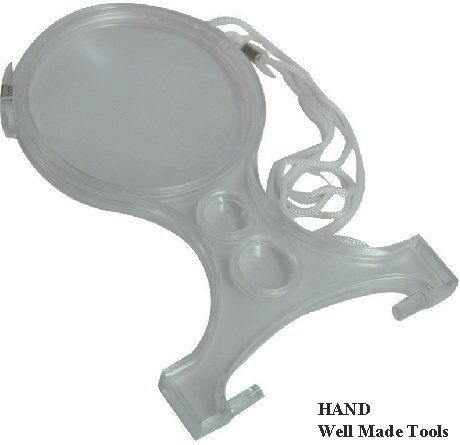 Close-up of the magnifier showing its lens and handle
