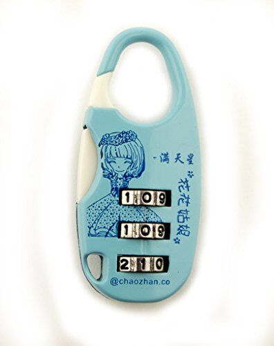Clover Colourful 3 Digit Combination Padlock for Your School, Home, Locker, Bag, Diary - It's My Secret - Sky Blue