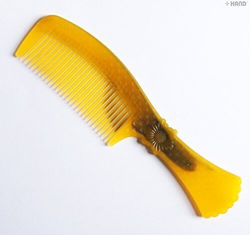 Two large anti-static hair combs made from ox horn, each 20 cm long.