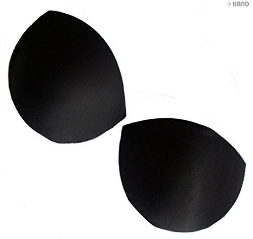 Two pairs of black firm sew-in bra pads displayed on a white background.