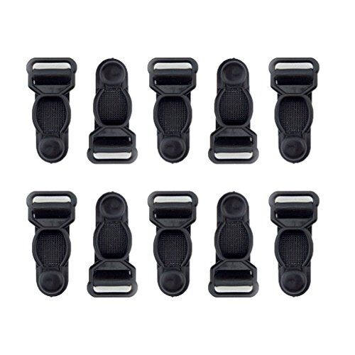 Girdles Clips Black Plastic Lingerie Stocking Garter Hooks - Pack of 10