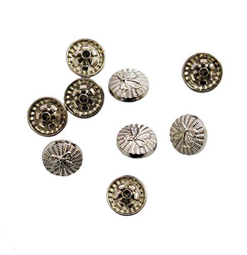 Pack of 10 sets of decorative silver bow press studs