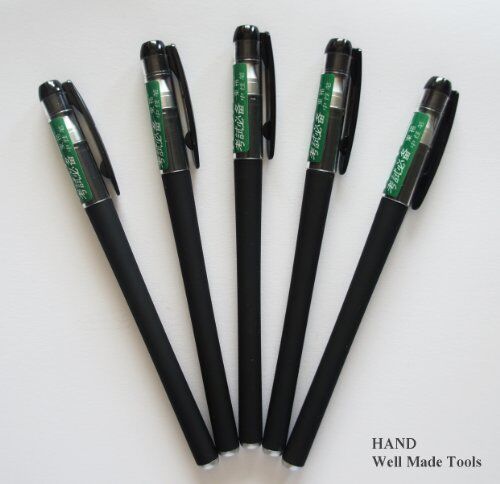 Set of 5 fine point black ink pens with 0.5mm tips.