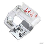 Bias binder presser foot attached to a domestic sewing machine
