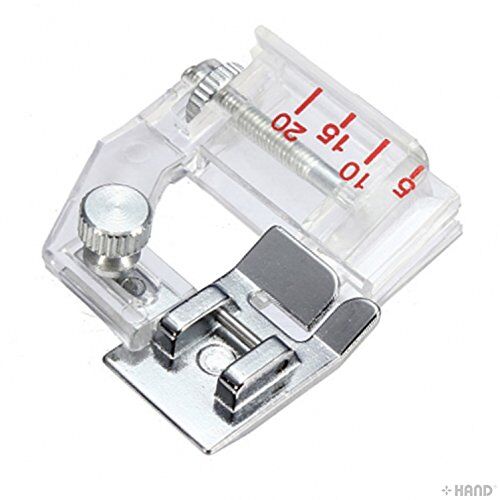 Adjustable snap-on bias binder presser foot for sewing machines