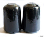 Two spools of black sewing machine thread, 800m each.