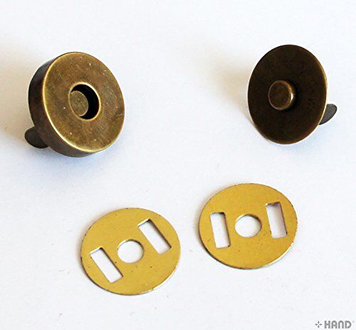 Close-up of an 18mm antique gold magnetic button showing detail