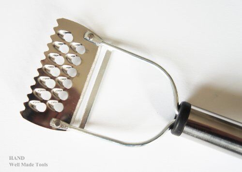 Hanging loop for easy storage in the kitchen.