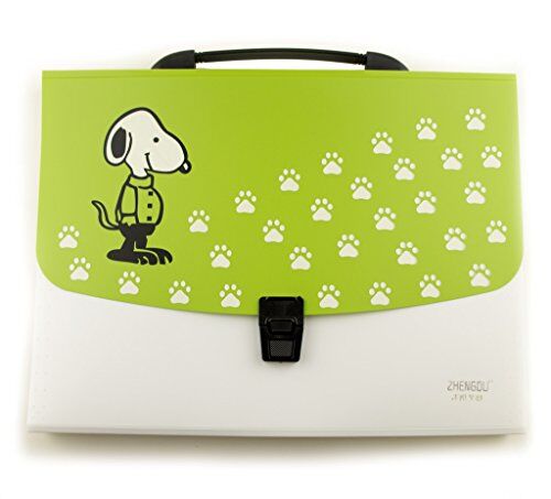 Snoopy A4 concertina document wallet case in green
