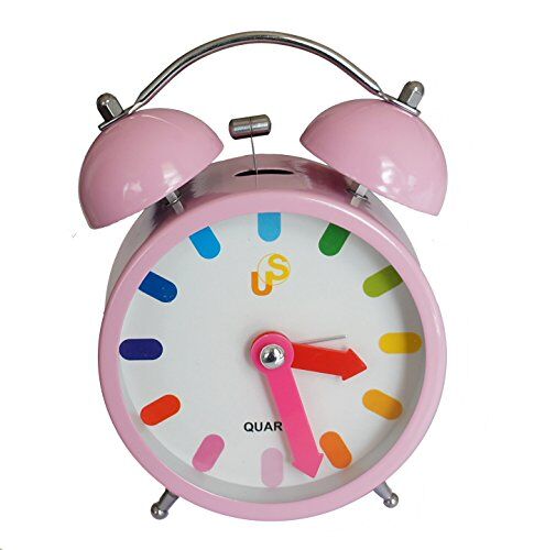 Silent Metal Twin Bell Alarm Clock - (US2035 Colourful Pink)