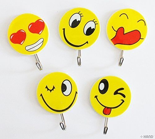 Three colourful self-adhesive Smily Faces hooks for kids