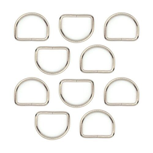 Pack of 10 silver colour D ring buckles for crafting