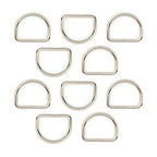 Pack of 10 silver colour D ring buckles for crafting