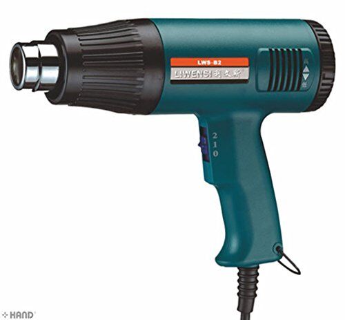 Hot air gun with accessories displayed on a table