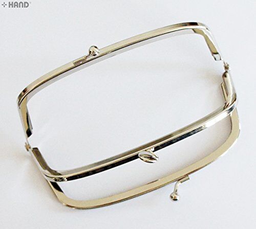 Side view of the silver purse frame measuring 130x50mm.