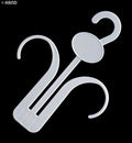 Pack of 10 plastic white shoe display hangers on a rack