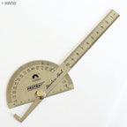 Fujisan stainless steel protractor displaying 180-degree angle measurement.