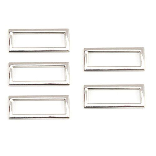 Pack of 5 decorative silver metal rectangular buckles.