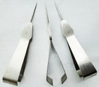 Fabric picker tweezers and awl tool on a white background