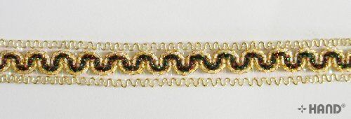 Decorative gold trim ribbon displayed on a white background.