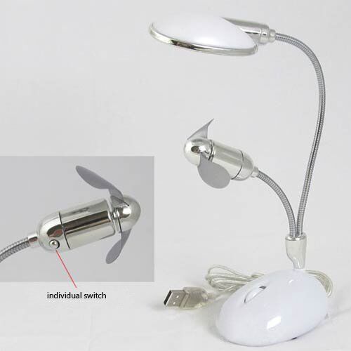 Close-up of the LED lamp illuminating a workspace