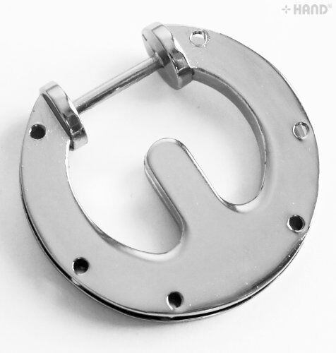 Handbag buckle displayed with a measuring tape for size reference.
