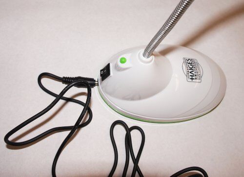 Close-up of the LED bulbs in the desktop lamp