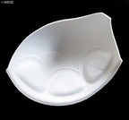 Assorted sizes of white bra cup pads displayed