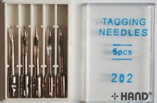 Five standard needles for tagging guns displayed together.