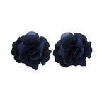 H0972 Navy Blue Stylish Elegant Satin Jasmine Flower Bulldog Hair Clips 70 mm x 50 mm Pack of 2