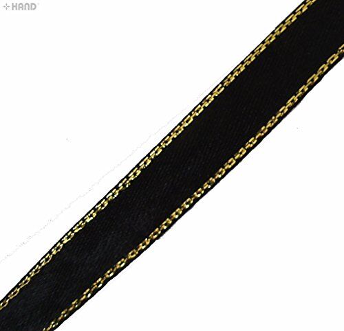 Elegant Black and Gold Craft DIY Party Ribbon Trim - (NO.FBG02 Satin 10mmx22m)