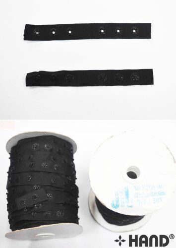 Roll of black push button tape measuring 18mm wide.
