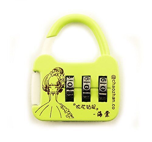Clover Colourful 3 Digit Combination Padlock for Your School, Home, Locker, Bag, Diary - It's My Secret - Apple Green