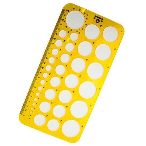 Plastic metric circles template stencil showing various sizes from 1 to 31mm, 22cm in length.
