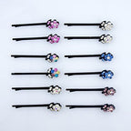 Stylish Blooming Flower Crystal Hairpin Barrettes - Pack of 2 Pairs