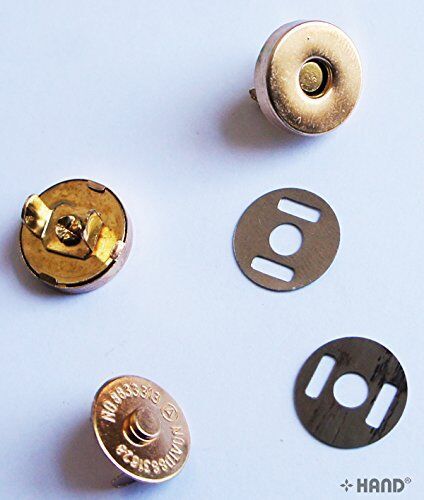 Gold magnetic buttons displayed on a white background.