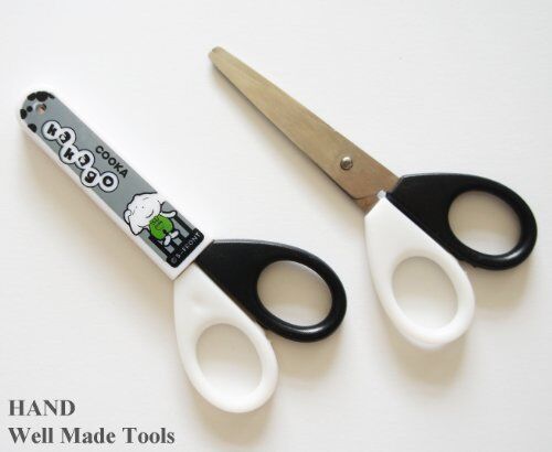 Two blunt tip scissors with protective covers displayed together.
