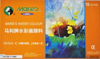 Close-up of Marie's vibrant watercolour paints in assorted colours