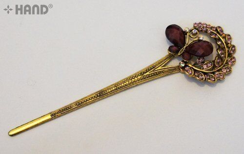 Two elegant hair clips featuring crystal rhinestones.